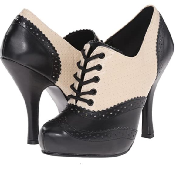 Pin Up Couture Shoes - Pin Up Couture Cutiepie Oxford Mary Jane Heels